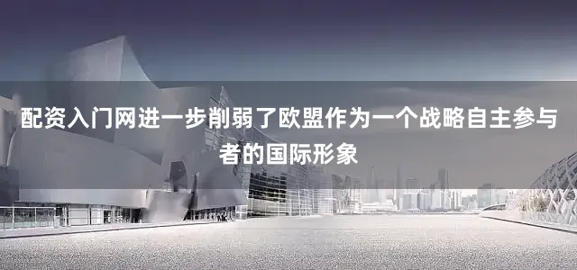 配资入门网进一步削弱了欧盟作为一个战略自主参与者的国际形象